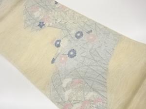  紗 霞に秋草模様織出し袋帯